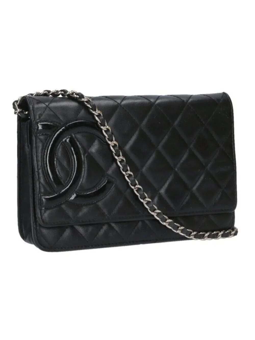 Chanel Cambon Line CC Logo Chain Leather Wallet Shoulder